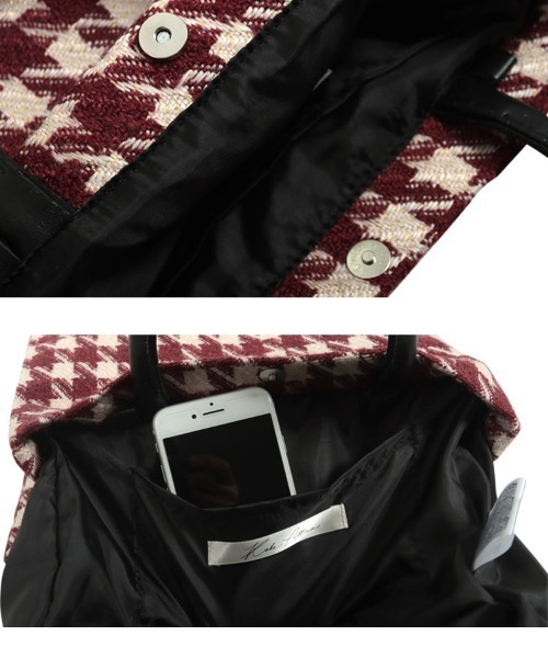 KOBE LETTUCE（コウベレタス）の「千鳥柄トートバッグ（トートバッグ・レディース・ブラック/ブルー/ボルドー・F）」の9枚目の写真
