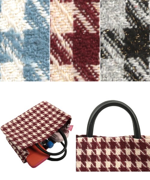 KOBE LETTUCE（コウベレタス）の「千鳥柄トートバッグ（トートバッグ・レディース・ブラック/ブルー/ボルドー・F）」の10枚目の写真