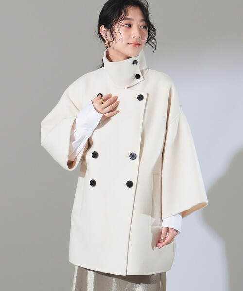 Demi-Luxe BEAMS(デミルクス ビームス)の「リバー ショートコート(ステンカラーコート・レディース・ホワイト系その他/ブラック/レッド・36/38)」の4枚目の写真