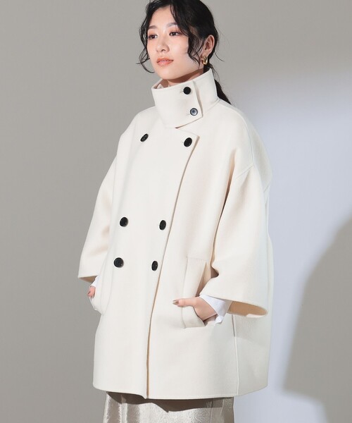 Demi-Luxe BEAMS(デミルクス ビームス)の「リバー ショートコート(ステンカラーコート・レディース・ホワイト系その他/ブラック/レッド・36/38)」の6枚目の写真