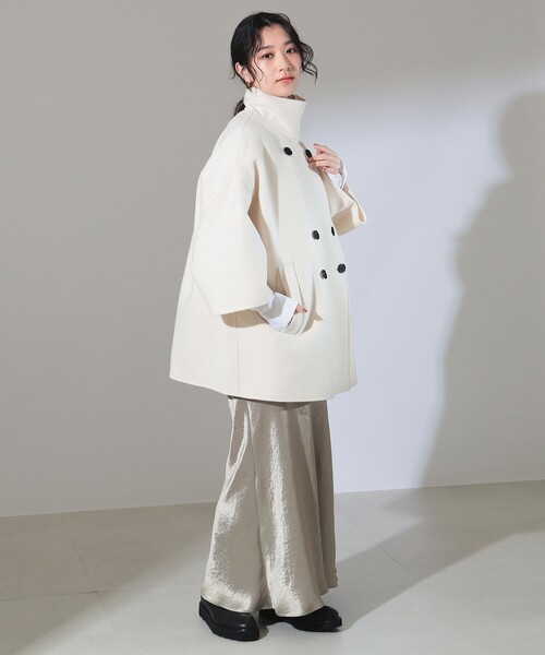 Demi-Luxe BEAMS(デミルクス ビームス)の「リバー ショートコート(ステンカラーコート・レディース・ホワイト系その他/ブラック/レッド・36/38)」の8枚目の写真