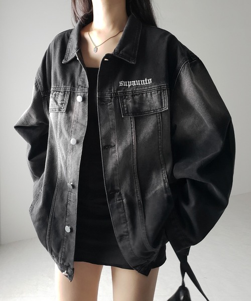 me+em select（ミームセレクト）の「【 ２color ／ ２size 】グラデーションヴィンテージウォッシュオーバーデニムジャケット ／ gradation vintage wash over denim jacket（デニムジャケット・レディース・グレー/ブラック・MEDIUM/LARGE）」の19枚目の写真