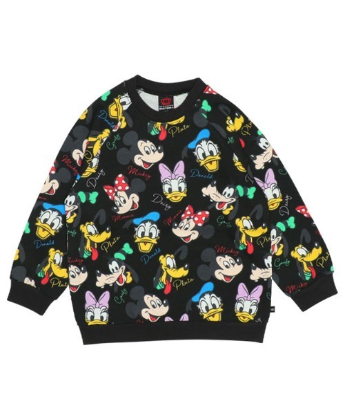 Disney（ディズニー）の「通販限定 親子お揃い ディズニー レトロキャラクター総柄トレーナー 9893K（スウェット・キッズ・オフホワイト/ブラック・80ｃｍ/150cm/140cm/130cm/120cm/110cm/100cm/90cm）」の2枚目の写真