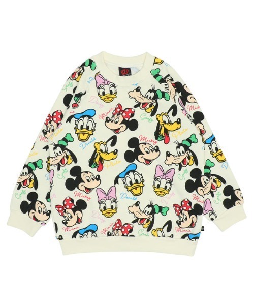 Disney（ディズニー）の「通販限定 親子お揃い ディズニー レトロキャラクター総柄トレーナー 9893K（スウェット・キッズ・オフホワイト/ブラック・80ｃｍ/150cm/140cm/130cm/120cm/110cm/100cm/90cm）」の6枚目の写真