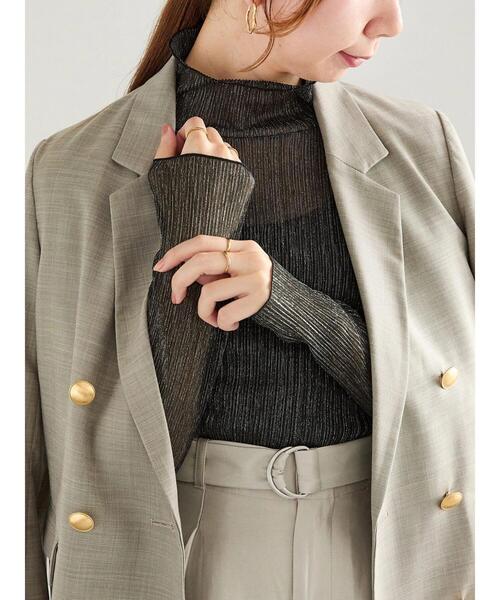 Te chichi(テチチ)の「ラメチュールプリーツタートルプルオーバー(Tシャツ/カットソー・レディース・シルバー/ブラック/ゴールド・F)」の1枚目の写真