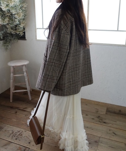 CORNERS（コーナーズ）の「グレンチェックジャケット【セットアップ可能】【yui select】（テーラードジャケット・レディース・ブラック/ブラウン・M）」の4枚目の写真