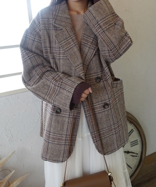 CORNERS（コーナーズ）の「グレンチェックジャケット【セットアップ可能】【yui select】（テーラードジャケット・レディース・ブラック/ブラウン・M）」の5枚目の写真