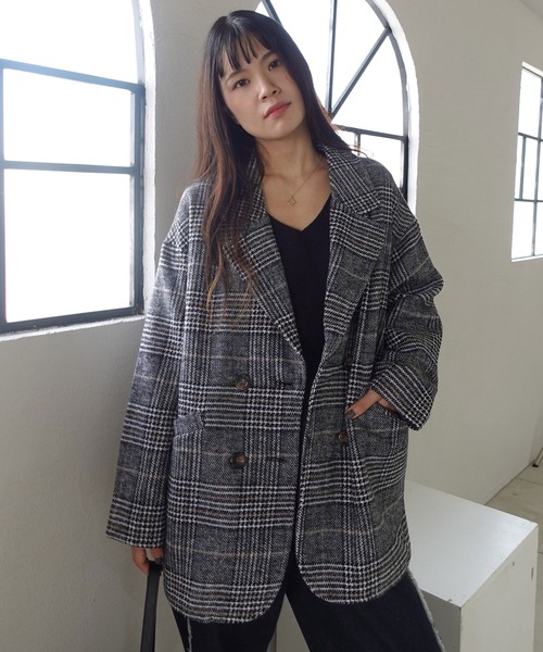 CORNERS（コーナーズ）の「グレンチェックジャケット【セットアップ可能】【yui select】（テーラードジャケット・レディース・ブラック/ブラウン・M）」の7枚目の写真