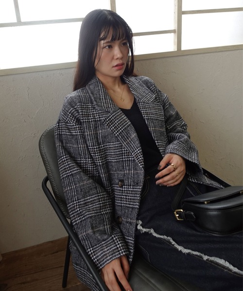 CORNERS（コーナーズ）の「グレンチェックジャケット【セットアップ可能】【yui select】（テーラードジャケット・レディース・ブラック/ブラウン・M）」の8枚目の写真