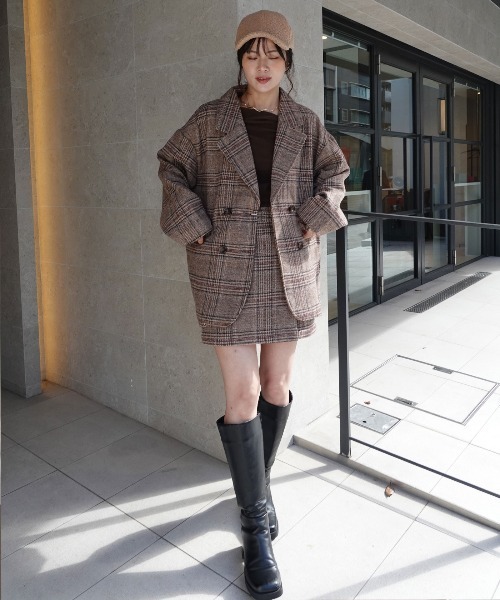 CORNERS（コーナーズ）の「グレンチェックジャケット【セットアップ可能】【yui select】（テーラードジャケット・レディース・ブラック/ブラウン・M）」の20枚目の写真