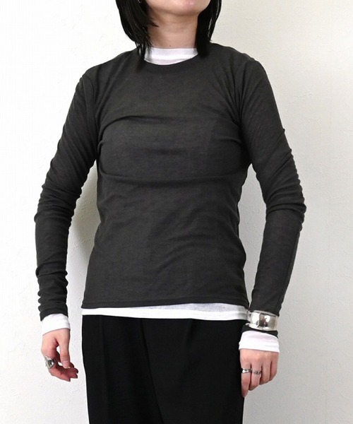 STYLEBLOCK（スタイルブロック）の「シアーリブセットTシャツ（Tシャツ/カットソー・レディース・チャコールグレー/オリーブ/ブラック・M）」の3枚目の写真
