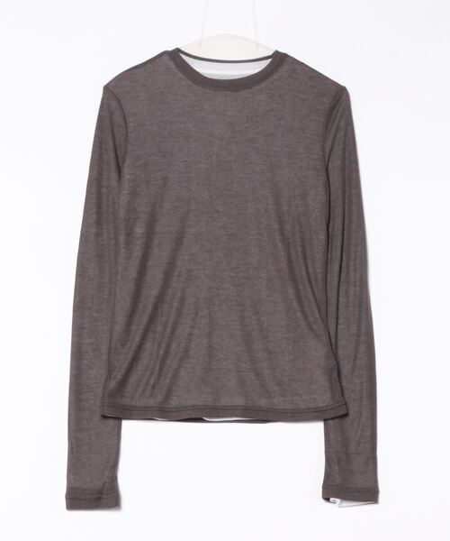 STYLEBLOCK（スタイルブロック）の「シアーリブセットTシャツ（Tシャツ/カットソー・レディース・チャコールグレー/オリーブ/ブラック・M）」の6枚目の写真