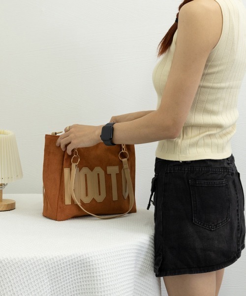 Miniministore(ミニミニストア)の「キャンバストートバッグ ロゴ肩掛けバッグ(トートバッグ・レディース・ブラック/ベージュ/キャメル/レンガ・FREE)」の16枚目の写真