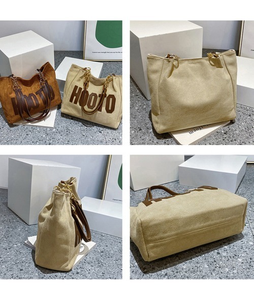 Miniministore(ミニミニストア)の「キャンバストートバッグ ロゴ肩掛けバッグ(トートバッグ・レディース・ブラック/ベージュ/キャメル/レンガ・FREE)」の11枚目の写真