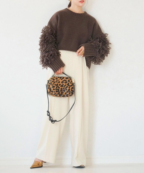 KOBE LETTUCE（コウベレタス）の「[ 田中亜希子さんコラボ ] 選べる2タイプ ループヤーンニットトップス（ニット/セーター・レディース・ブラウン/ピンク系/ライトグレー系/アイボリー系/アイボリー/ブラウン系/ライトグレー/ピンク・M/M1）」の22枚目の写真