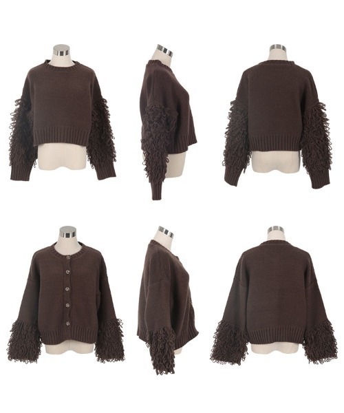 KOBE LETTUCE（コウベレタス）の「[ 田中亜希子さんコラボ ] 選べる2タイプ ループヤーンニットトップス（ニット/セーター・レディース・ブラウン/ピンク系/ライトグレー系/アイボリー系/アイボリー/ブラウン系/ライトグレー/ピンク・M/M1）」の10枚目の写真