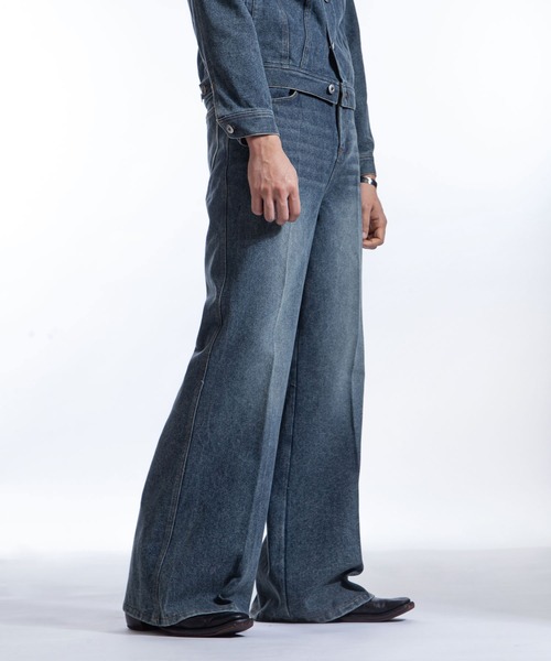【セール】【White Line】 ワイドレッグ ストレートデニム / フレア デニムパンツ（デニムパンツ）｜ZIP FIVE -White Line-（ジップファイブホワイトライン）