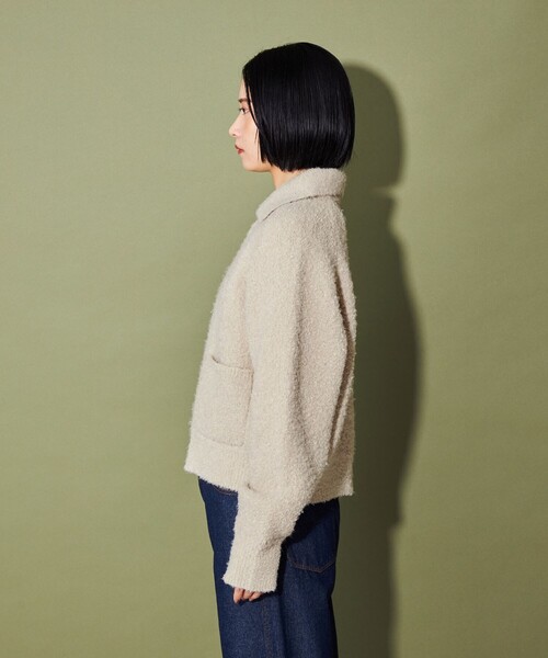 CITEN（シテン）の「＜CITEN＞ニットショートジップブルゾン（ブルゾン・レディース・ベージュ/ブラック・FREE）」の10枚目の写真