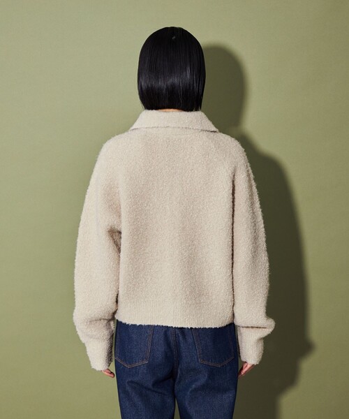 CITEN（シテン）の「＜CITEN＞ニットショートジップブルゾン（ブルゾン・レディース・ベージュ/ブラック・FREE）」の11枚目の写真