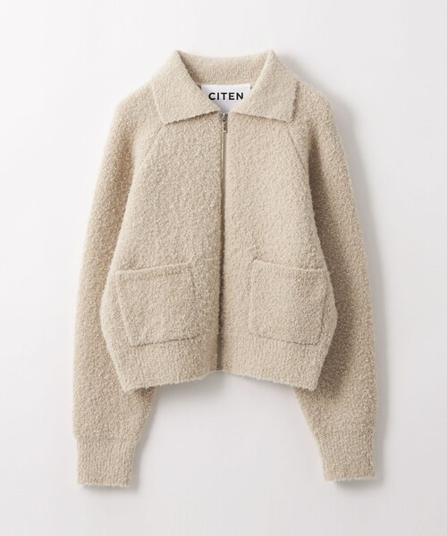 CITEN（シテン）の「＜CITEN＞ニットショートジップブルゾン（ブルゾン・レディース・ベージュ/ブラック・FREE）」の12枚目の写真