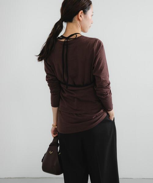 URBAN RESEARCH(アーバンリサーチ)の「レイヤードデザインカットソー(Tシャツ/カットソー・レディース・ネイビー/ブラウン/カーキ・FREE)」の6枚目の写真