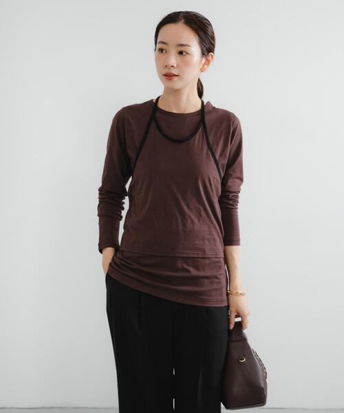 URBAN RESEARCH(アーバンリサーチ)の「レイヤードデザインカットソー(Tシャツ/カットソー・レディース・ネイビー/ブラウン/カーキ・FREE)」の7枚目の写真