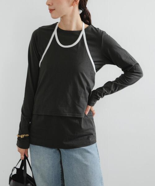 URBAN RESEARCH(アーバンリサーチ)の「レイヤードデザインカットソー(Tシャツ/カットソー・レディース・ネイビー/ブラウン/カーキ・FREE)」の12枚目の写真