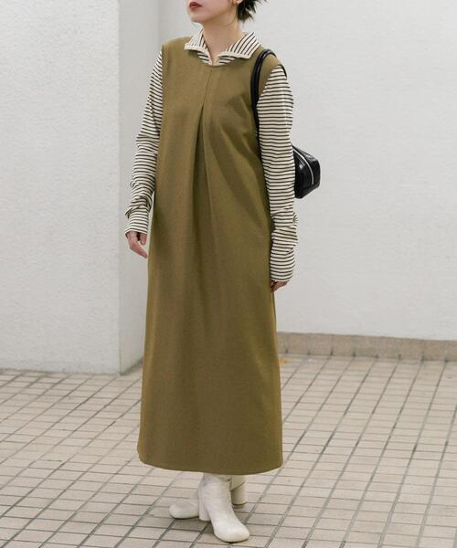 KBF(ケイビーエフ)の「『2サイズ展開』BACKクロスジャンパースカート(ワンピース・レディース・ダークブラウン/キャメル/ブラック・36/38)」の4枚目の写真