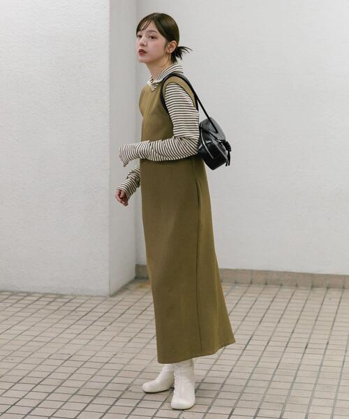 KBF(ケイビーエフ)の「『2サイズ展開』BACKクロスジャンパースカート(ワンピース・レディース・ダークブラウン/キャメル/ブラック・36/38)」の7枚目の写真