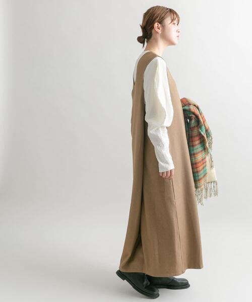 KBF(ケイビーエフ)の「『2サイズ展開』BACKクロスジャンパースカート(ワンピース・レディース・ダークブラウン/キャメル/ブラック・36/38)」の13枚目の写真