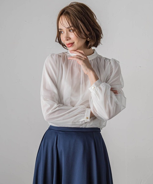 【セール】チュールレイヤードブラウス≪洗濯機で洗える≫（シャツ/ブラウス）｜Viaggio Blu（ビアッジョブルー） 19,360円