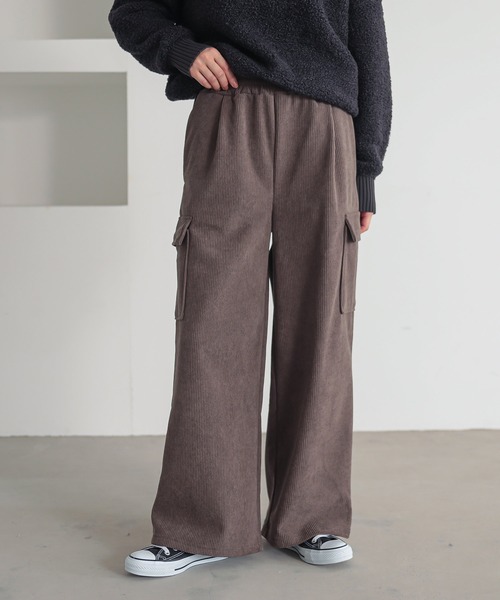 n'OrLABEL（ノアールレーベル）の「『裏ベロアコーデュロイカーゴパンツ』（カーゴパンツ・レディース・チャコール/モカ/キャメル/ブラック・2/1）」の3枚目の写真