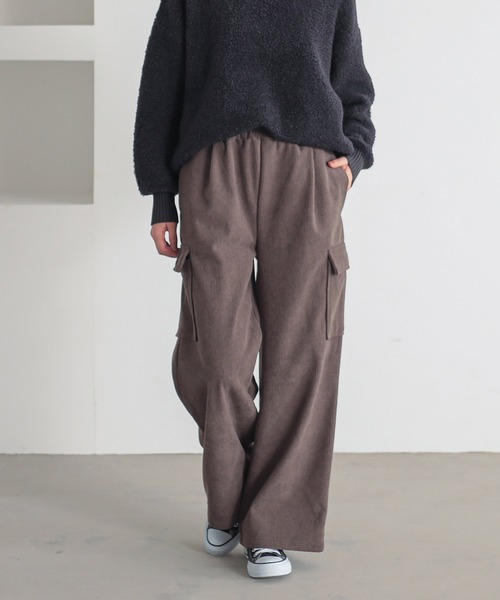 n'OrLABEL（ノアールレーベル）の「『裏ベロアコーデュロイカーゴパンツ』（カーゴパンツ・レディース・チャコール/モカ/キャメル/ブラック・2/1）」の13枚目の写真