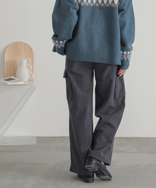 n'OrLABEL（ノアールレーベル）の「『裏ベロアコーデュロイカーゴパンツ』（カーゴパンツ・レディース・チャコール/モカ/キャメル/ブラック・2/1）」の10枚目の写真