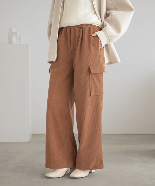 n'OrLABEL（ノアールレーベル）の「『裏ベロアコーデュロイカーゴパンツ』（カーゴパンツ・レディース・チャコール/モカ/キャメル/ブラック・2/1）」の5枚目の写真