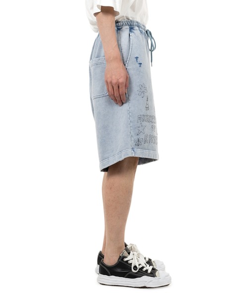 セール】Bleached Graffiti Print Sweat Shorts（その他パンツ