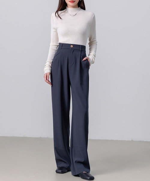 DAY CLOSET(デイ クローゼット)の「【伸縮性有/袖丈長め】長袖 タユミスリーブ ハイネック 極細リブ モチモチ ニット トップス レディース(ニット/セーター・レディース・ベージュ/ホワイト/ブラウン/ダークグレー/モカ/レンガ/ブラック/アイボリー・FREE)」の13枚目の写真