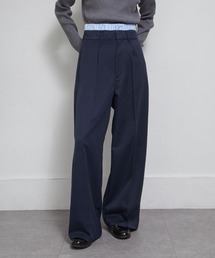 Chillfar | ダブルウエストタックワイドストレートスラックス(スラックス)