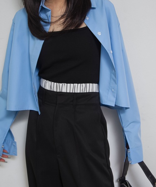 Chillfar(チルファー)の「ダブルウエストタックワイドストレートスラックス(スラックス・レディース・グレー系/ネイビー系/グレー/ブラック/ネイビー・MEDIUM/LARGE)」の13枚目の写真