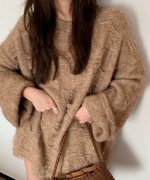 オーバーサイズ　シャギーニット　セーター　M Doula Doula（ドゥーラドゥーラ）の「オーバーサイズシャギーニット