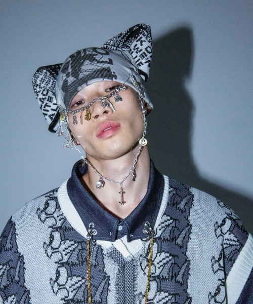 bodysong.(ボディソング)の「KNIT EARS BEANIE(ニットキャップ/ビーニー・レディース・ピンク/グレー・FREE)」の2枚目の写真