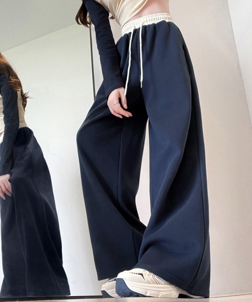 Miniministore(ミニミニストア)の「スウェットパンツ レディース セミワイド(カーゴパンツ・レディース・ブラック/ネイビー・M/XL/S/L)」の5枚目の写真