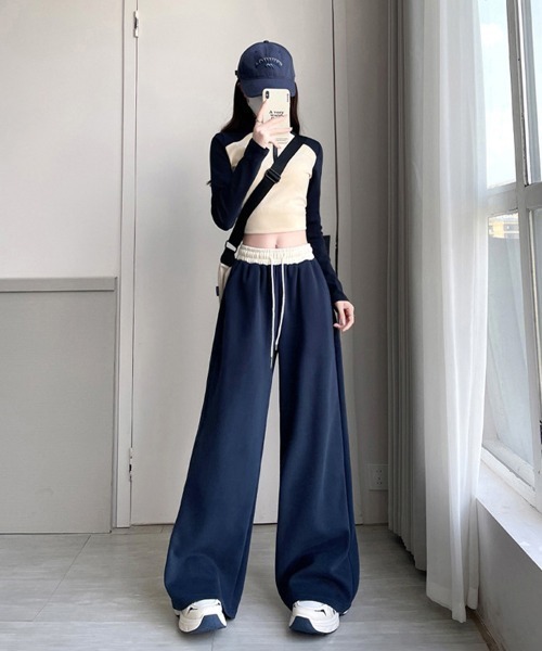 Miniministore(ミニミニストア)の「スウェットパンツ レディース セミワイド(カーゴパンツ・レディース・ブラック/ネイビー・M/XL/S/L)」の7枚目の写真