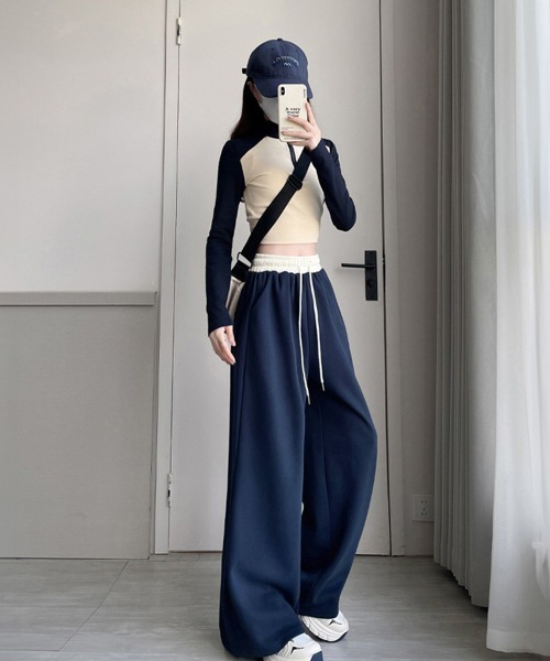 Miniministore(ミニミニストア)の「スウェットパンツ レディース セミワイド(カーゴパンツ・レディース・ブラック/ネイビー・M/XL/S/L)」の8枚目の写真