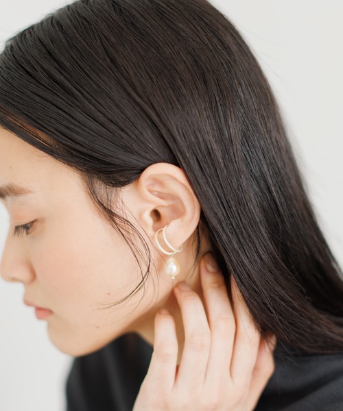 collex（コレックス）の「【Ljud/ユード】ガラスドロップパールクロス 2WAYイヤーカフ（イヤーカフ・レディース・ゴールド/シルバー・フリー）」の4枚目の写真