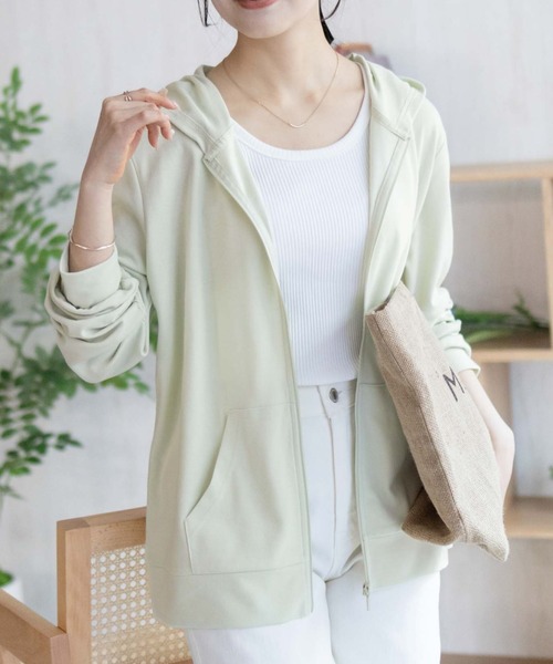NAVY(ネイビー)の「NAVY SARARI 【UVカット】ドライジップパーカ(パーカー・レディース・イエロー/オートミール/杢グレー/パープル・XL/L/M)」の1枚目の写真