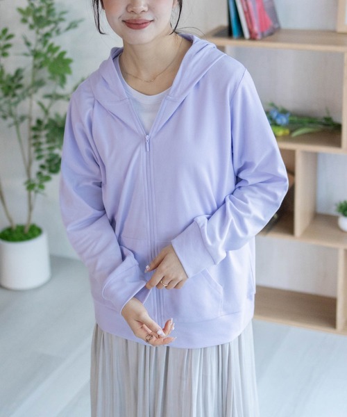 NAVY(ネイビー)の「NAVY SARARI 【UVカット】ドライジップパーカ(パーカー・レディース・イエロー/オートミール/杢グレー/パープル・XL/L/M)」の7枚目の写真