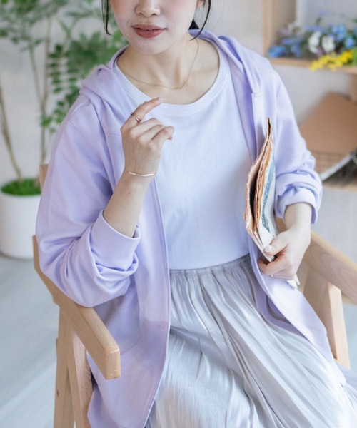 NAVY(ネイビー)の「NAVY SARARI 【UVカット】ドライジップパーカ(パーカー・レディース・イエロー/オートミール/杢グレー/パープル・XL/L/M)」の8枚目の写真