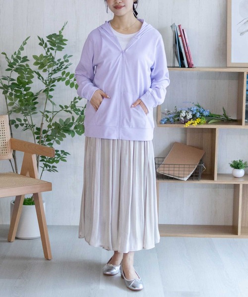 NAVY(ネイビー)の「NAVY SARARI 【UVカット】ドライジップパーカ(パーカー・レディース・イエロー/オートミール/杢グレー/パープル・XL/L/M)」の11枚目の写真