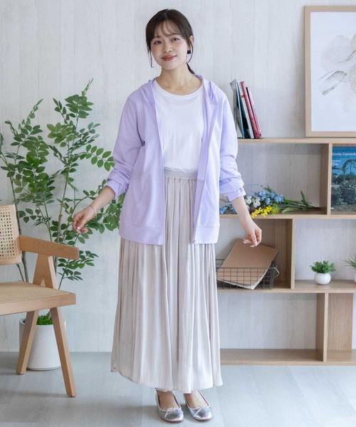 NAVY(ネイビー)の「NAVY SARARI 【UVカット】ドライジップパーカ(パーカー・レディース・イエロー/オートミール/杢グレー/パープル・XL/L/M)」の12枚目の写真